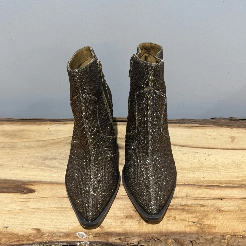 *NEW* Jessica Simpson Womens Zalor Gold Sparkly Ankle Boots Size 7‎ A44